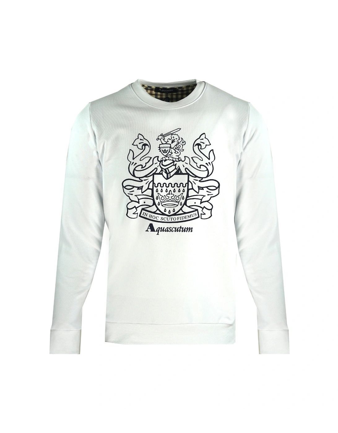Large Crest Crew Neck White Sweatshirt
