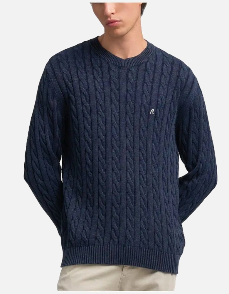 Cable Knit Jumper Dark Navy