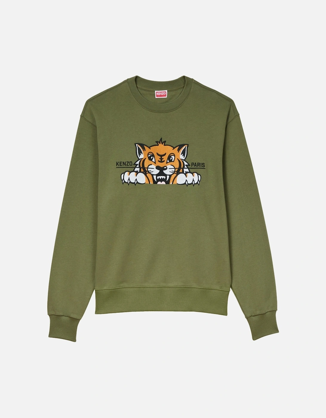 Happy Tiger Embroidered Slim Sweatshirt Green, 3 of 2