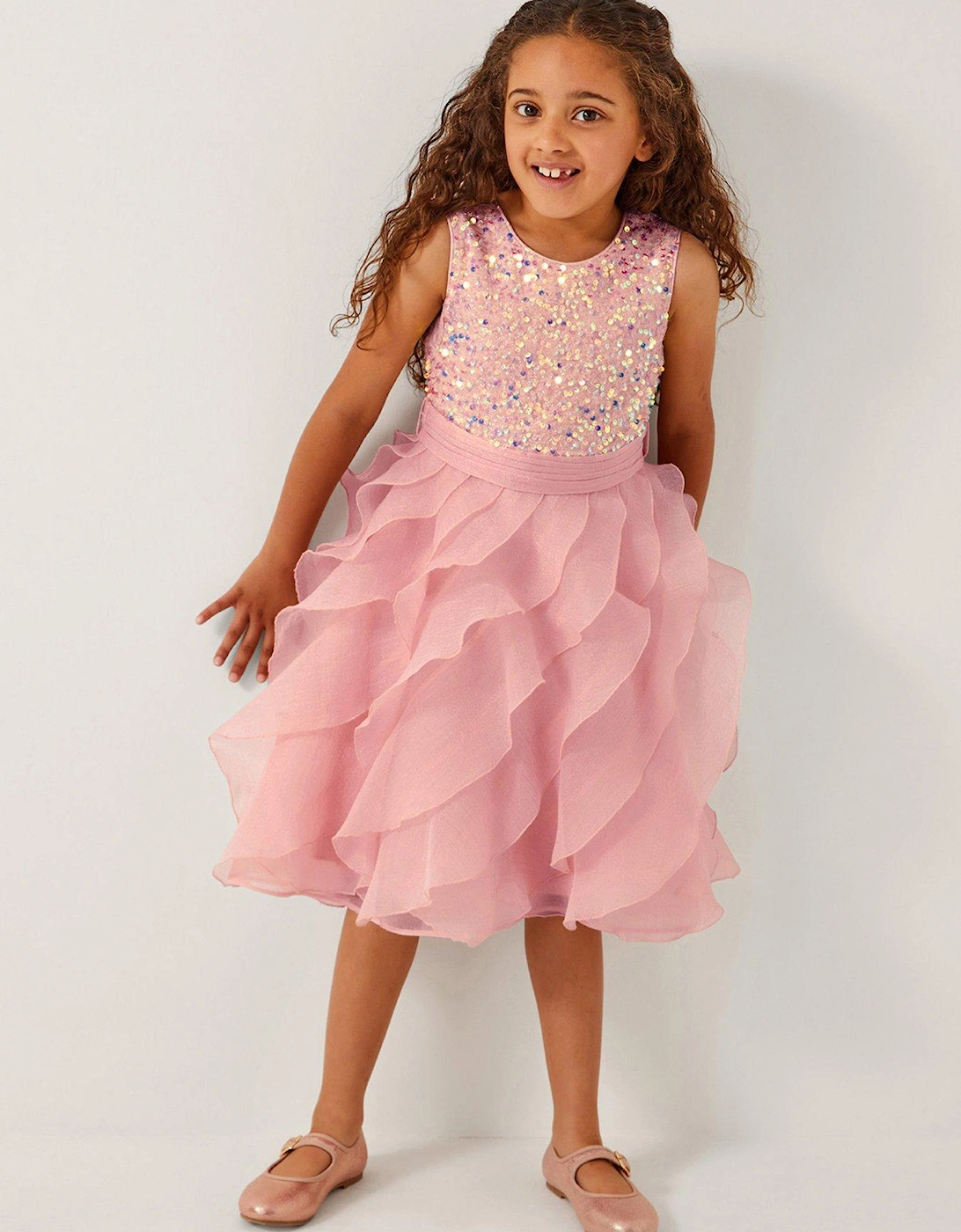 Girls Sequin Twirl Swirl 3d Dress - Pink, 2 of 1