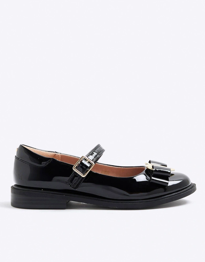 Older Girls Bow Heart Ballet Shoes - Black
