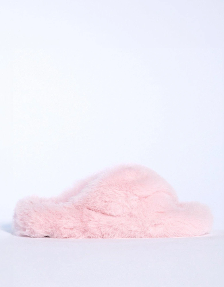 Ridge Sole Cross Band Slipper - Powder Pink