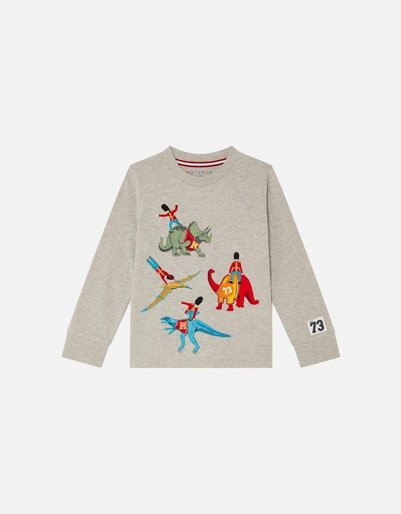 Boys Long Sleeve London Varsity Tshirt - Grey