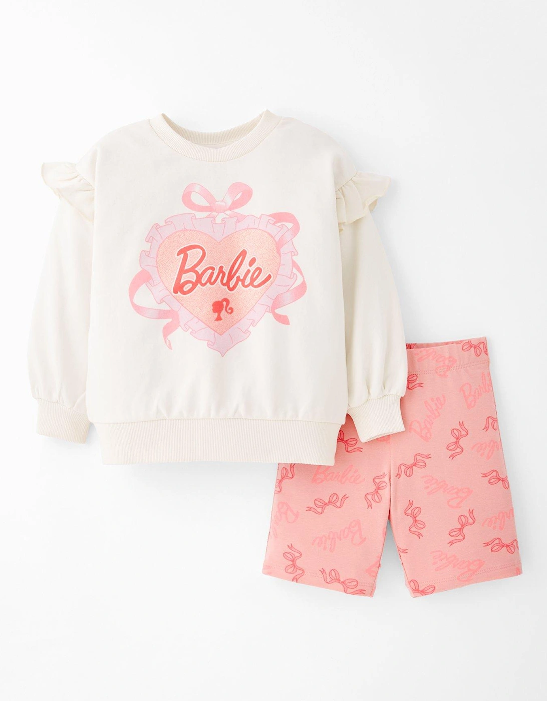 2 Piece Frill Sleeve Sweat and Cycling Short Set - Pink, 2 of 1