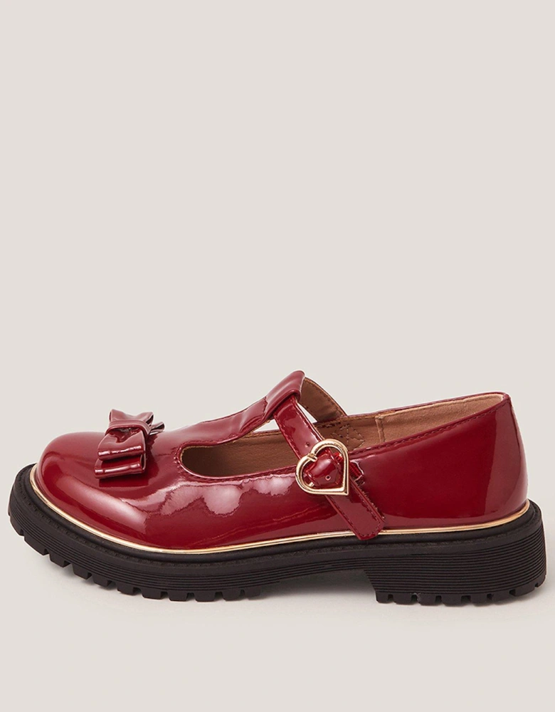 Girls Mary Jane Chunky Bow Shoe - Dark Red
