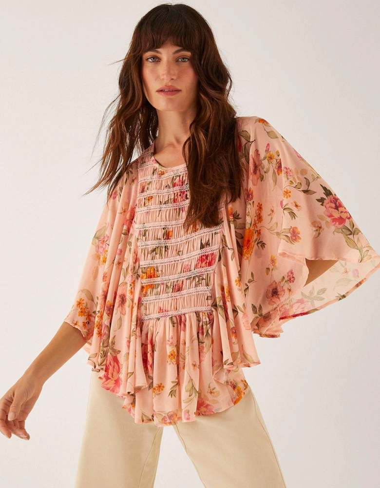 Cassia Floral Blouse - Nude