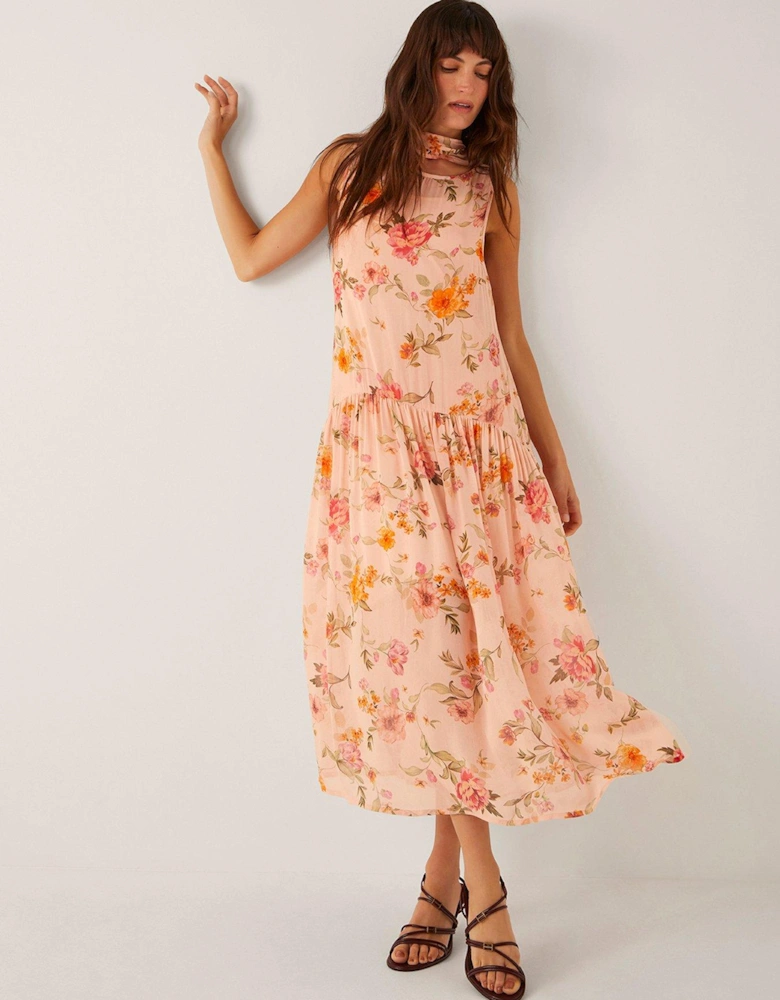 Cassia Floral Dress - Nude