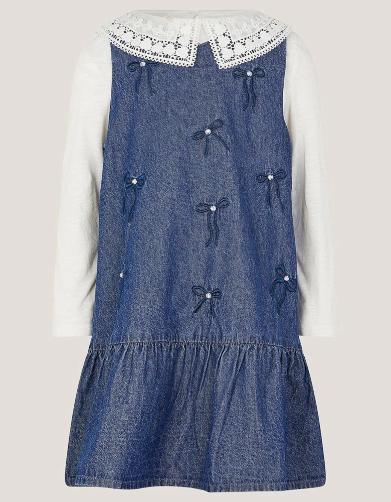 Girls Chambray Bow Dress & T-shirt - Blue