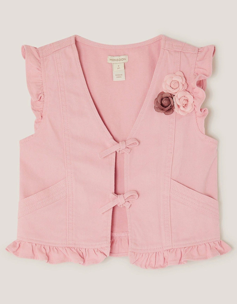 Girls Denim Waistcoat - Pink