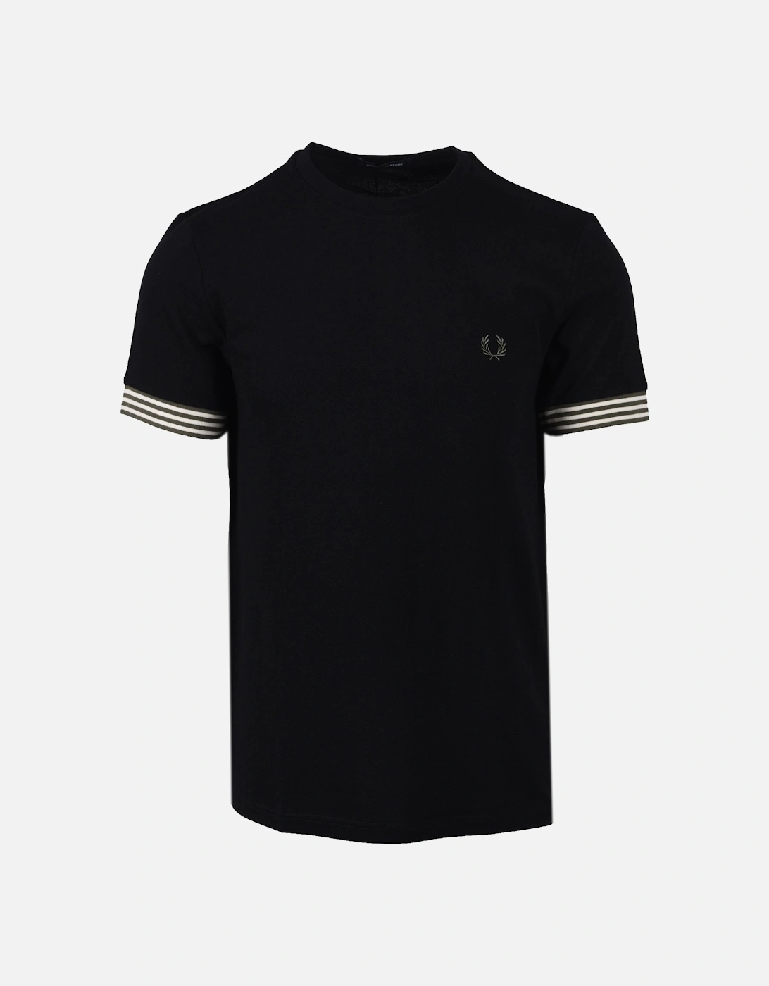 STRIPED CUFF T-SHIRT BLACK, 4 of 3