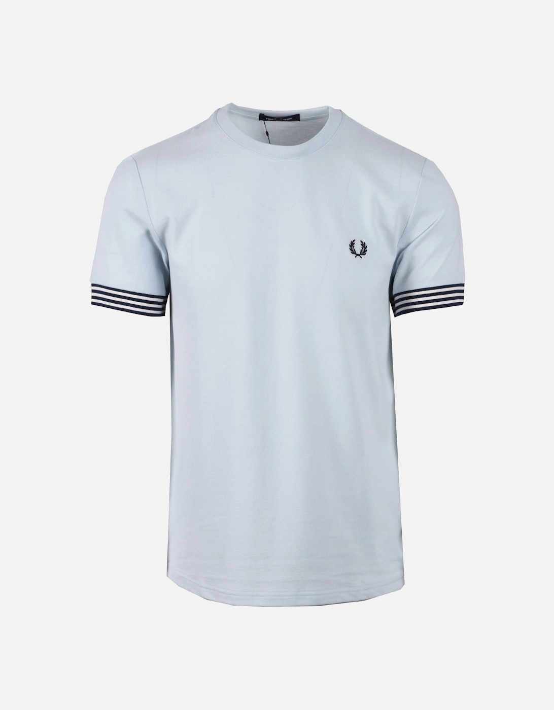 Fred Perry Men's Blue Striped Cuff T-Shirt Light Ice - : 38 Size M