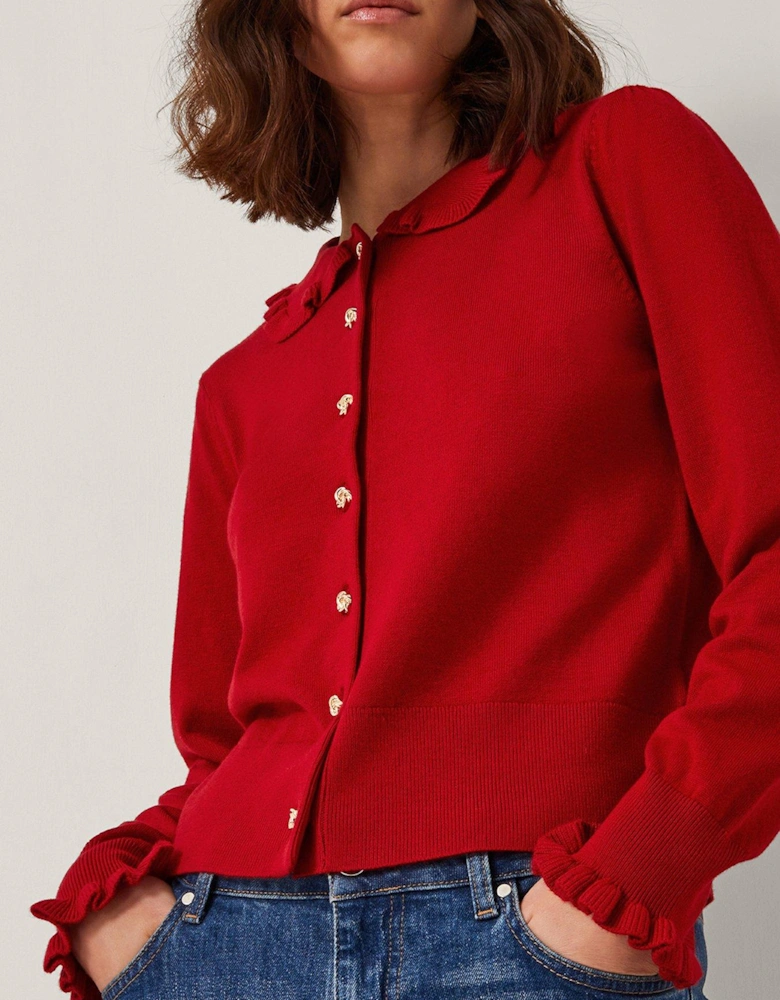 Clea Collar Cardigan - Red
