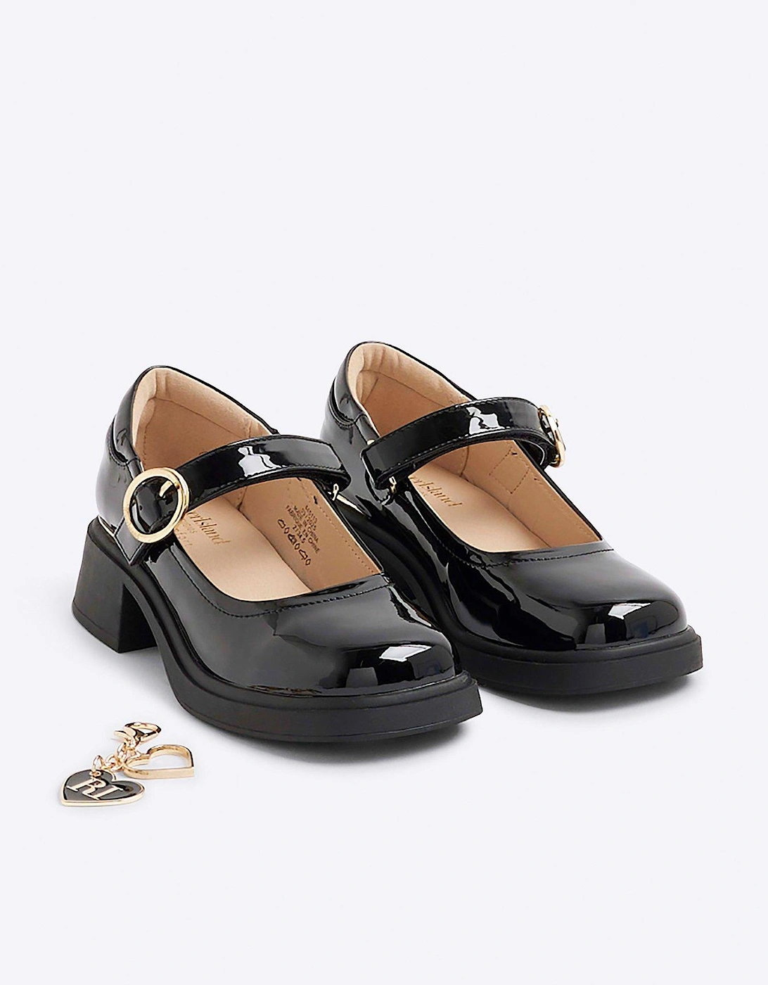 Older Girls Charm Heeled Mary Jane Shoes - Black, 2 of 1