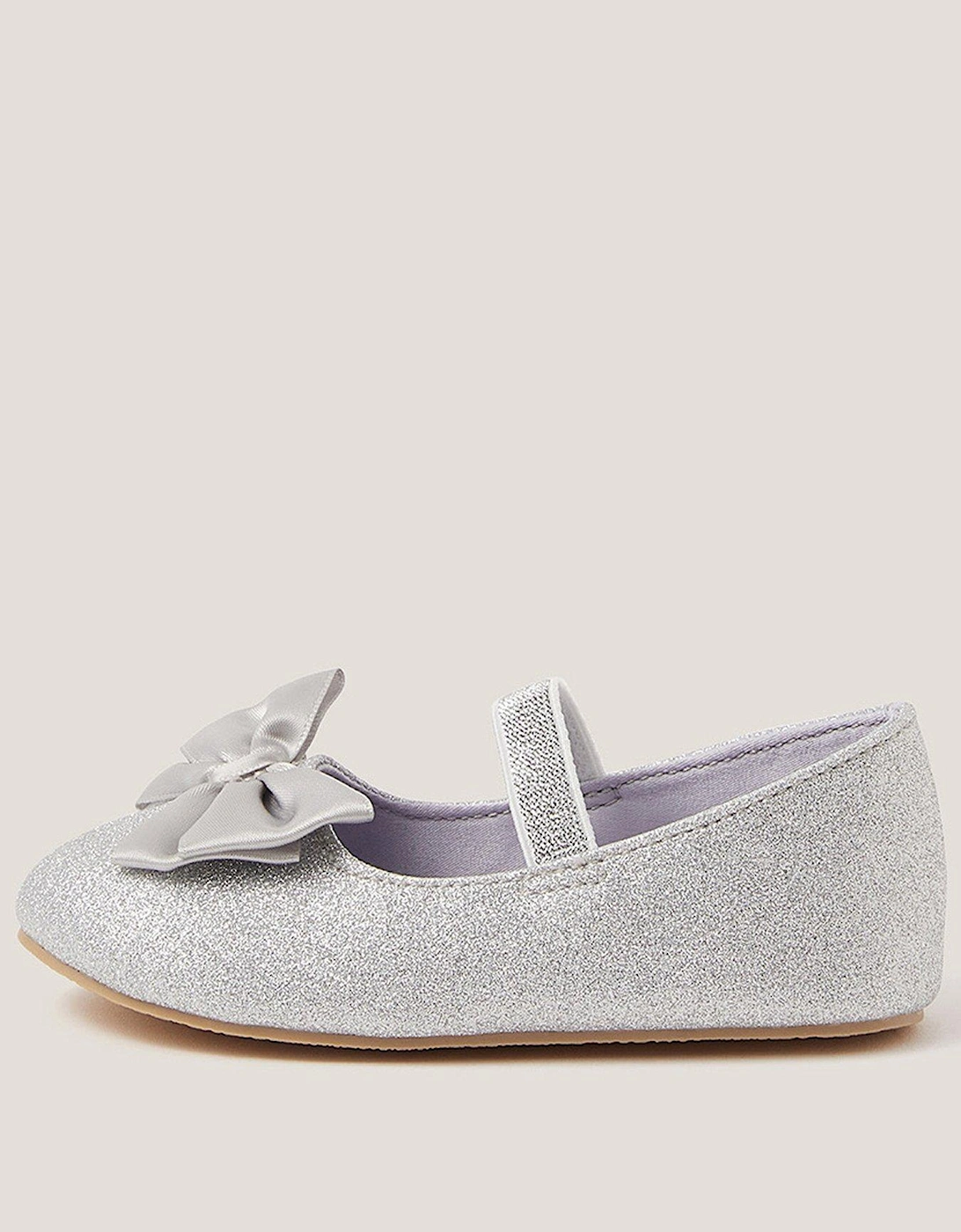 Girls Baby Glitter Bow Walker - Silver, 2 of 1