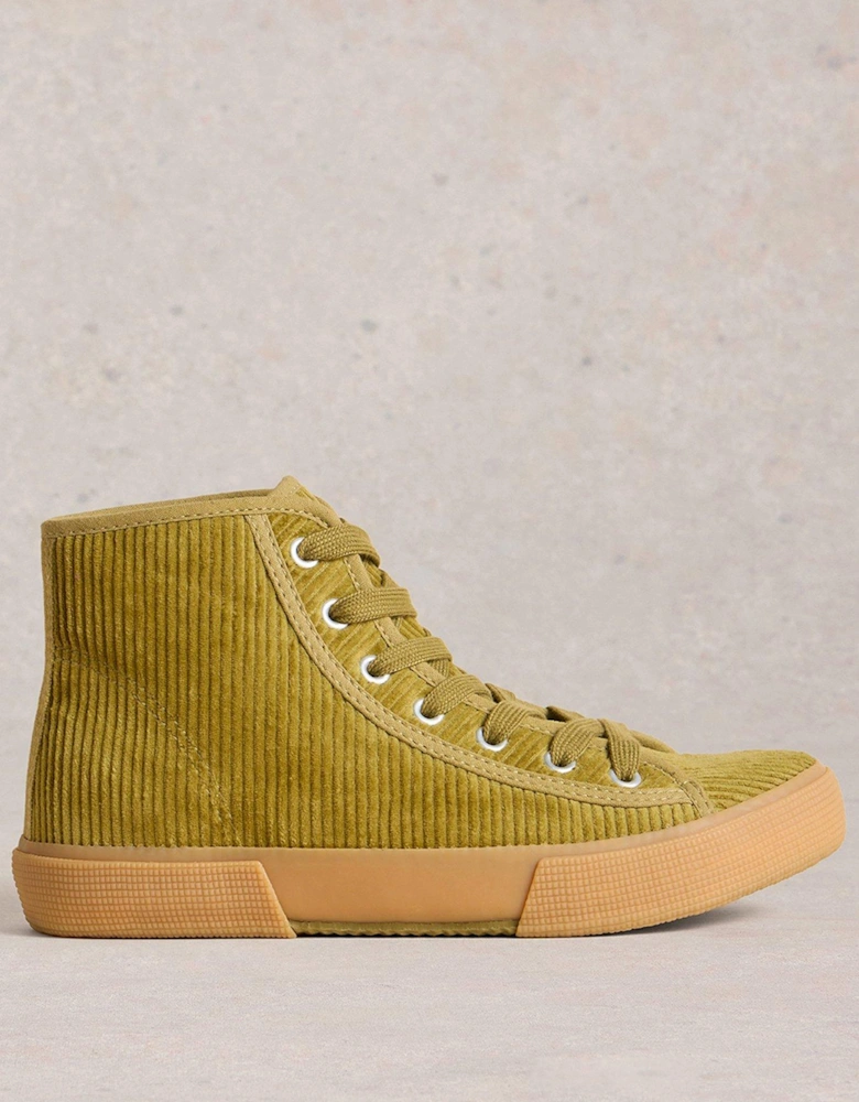 Pippa Cord Hi-top Trainer - Green