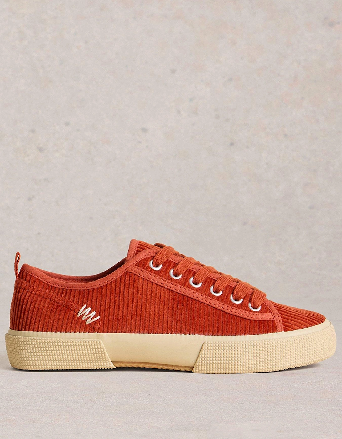 Pippa Cord Lace Up Trainer - Orange, 2 of 1