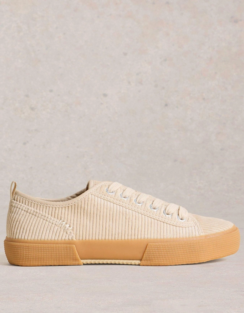 Pippa Cord Lace Up Trainer - Beige