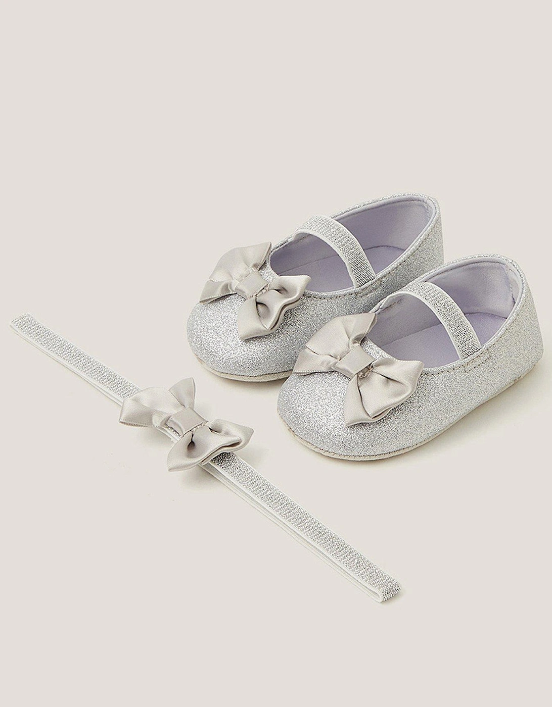 Baby Girls Glitter Bow Bootie - Silver, 2 of 1