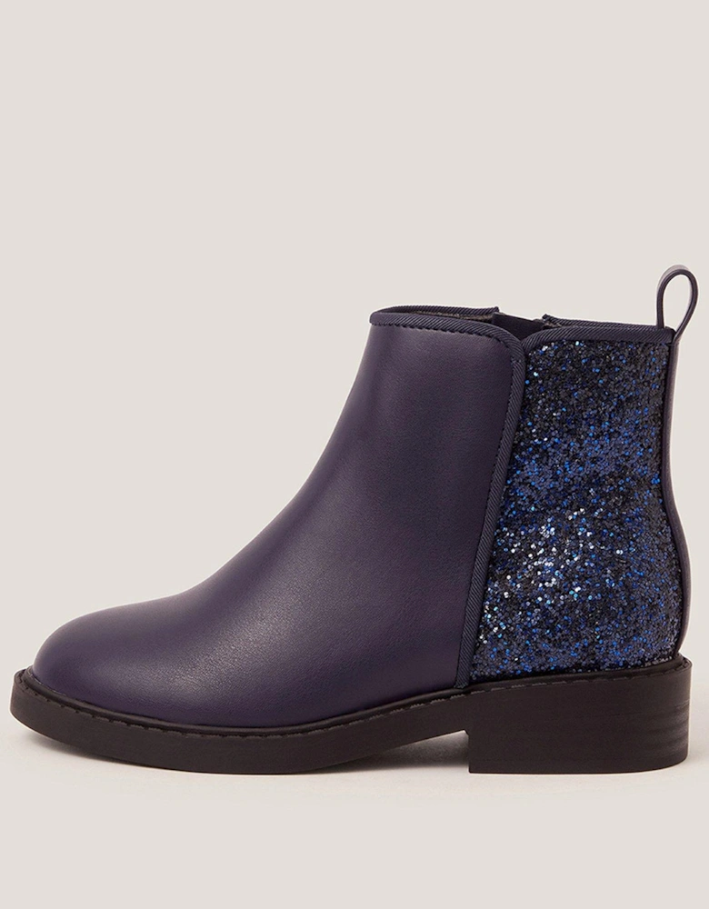 Girls Glitter Contrast Boots - Navy