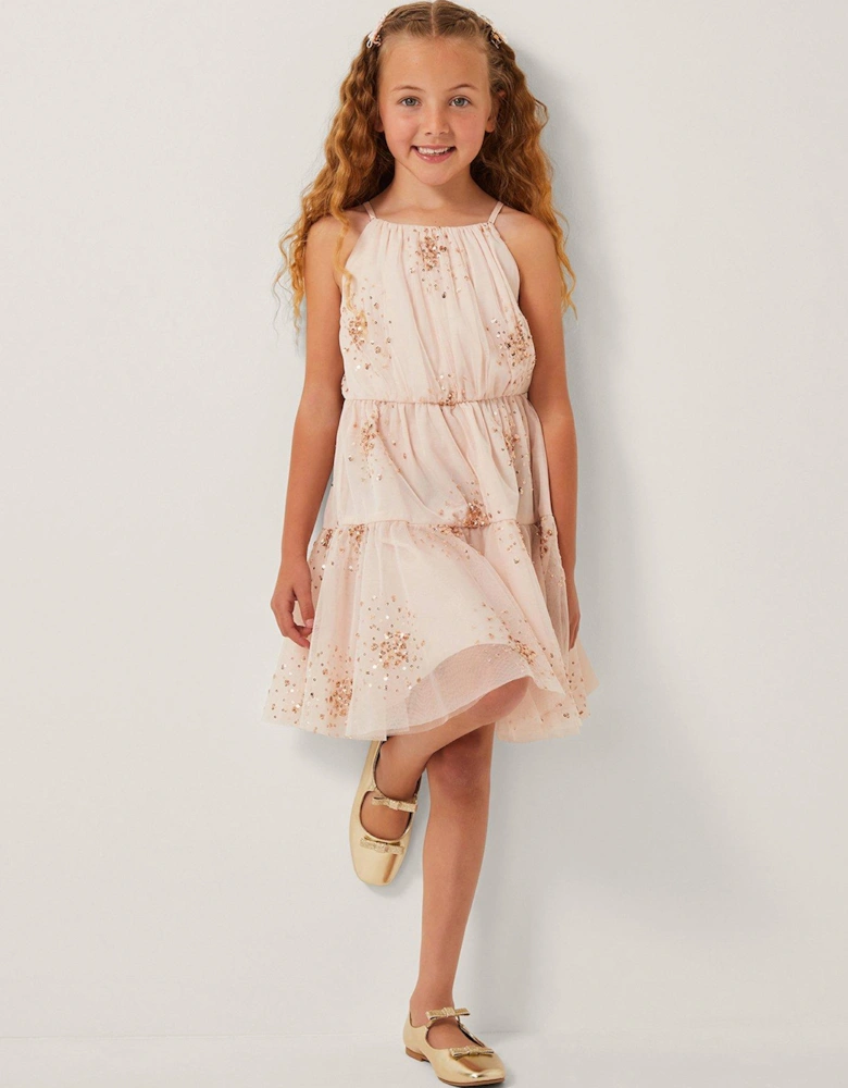 Girls Tilly Scatter Sequin Dress - Pink