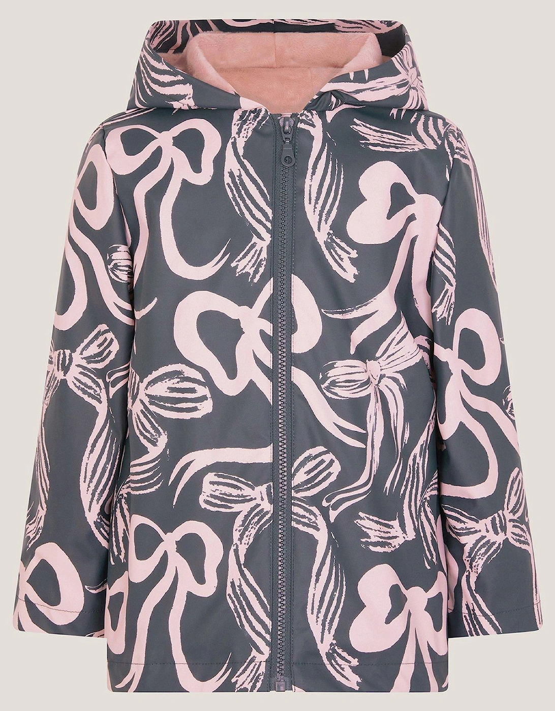 Girls Bow Print Rainmac - Navy, 2 of 1