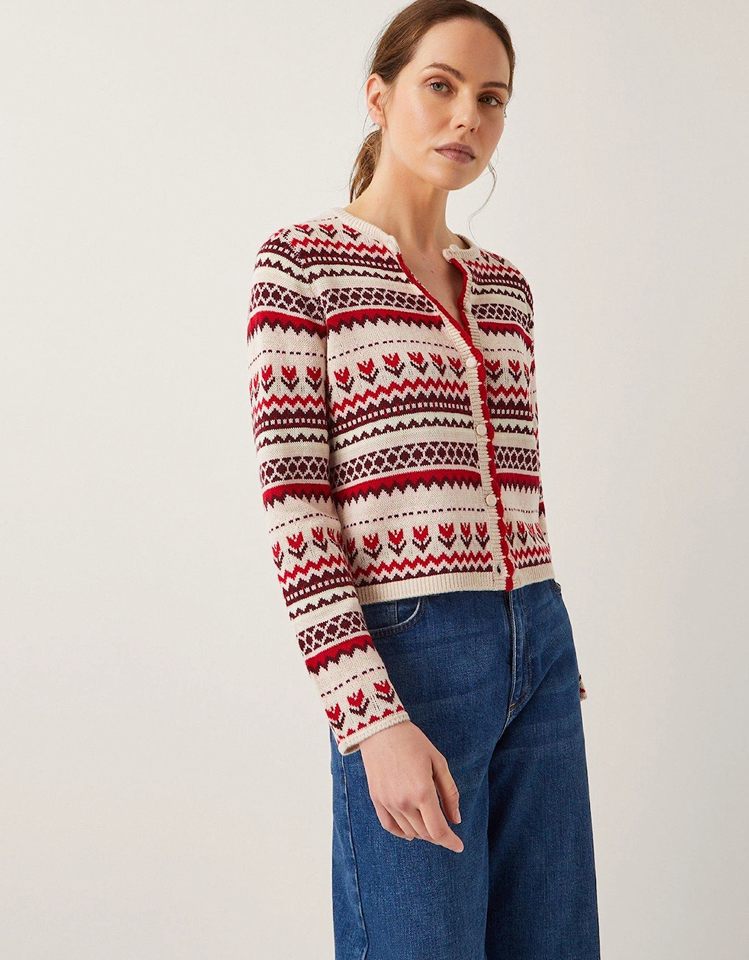 Juno Jacquard Cardigan - Ivory, 2 of 1