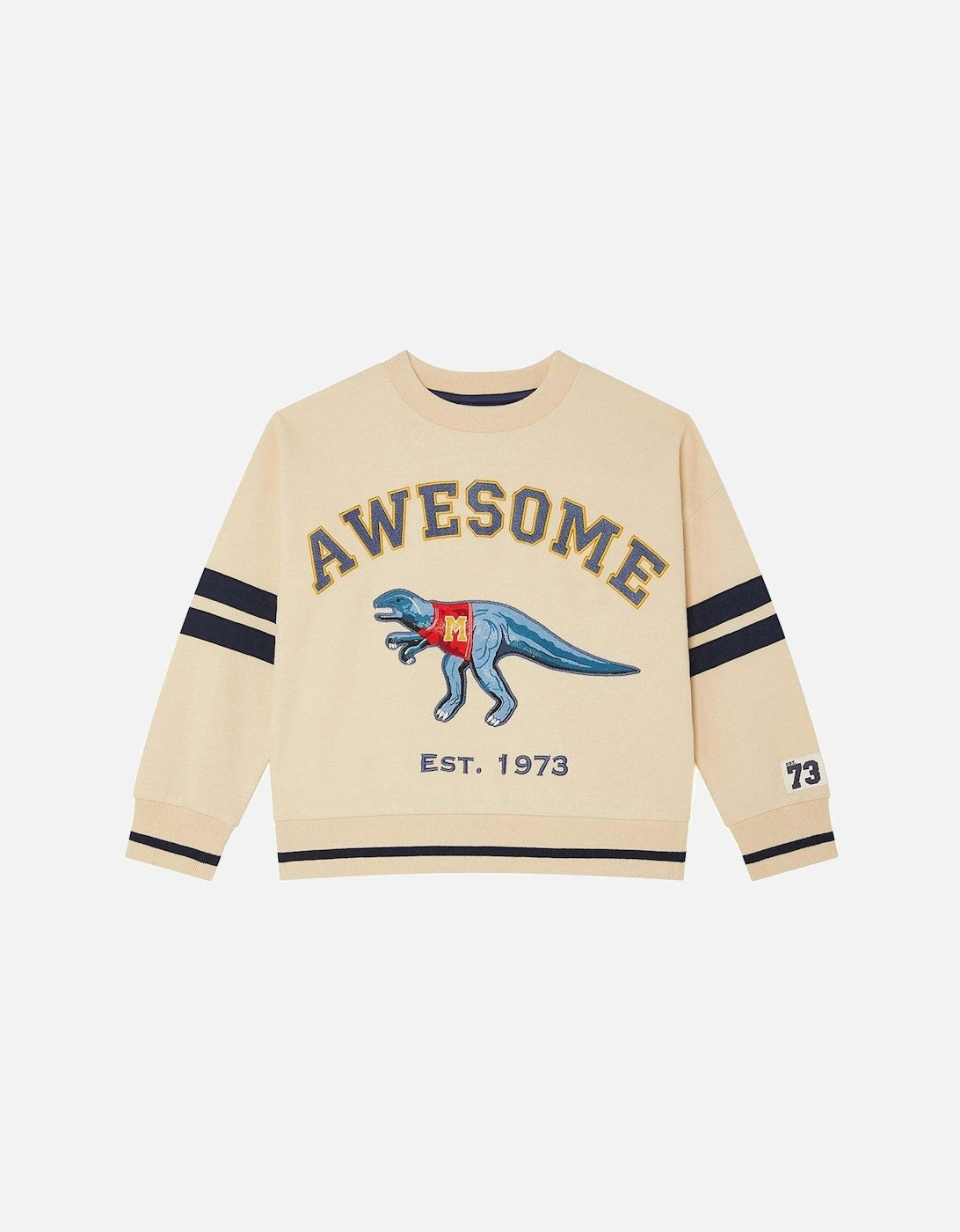 Boys Dinosaur Varsity Sweatshirt - Beige, 2 of 1