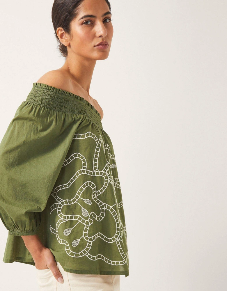 Julie Bardot Top - Khaki