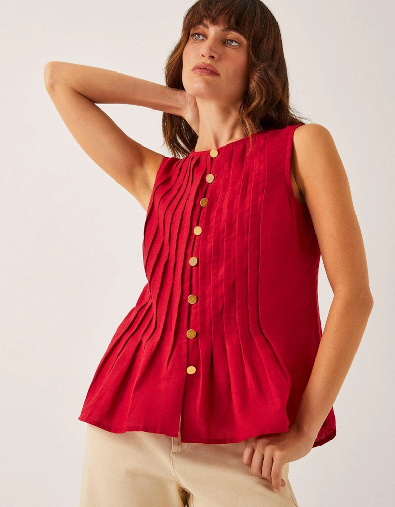 Monica Pleat Top - Red
