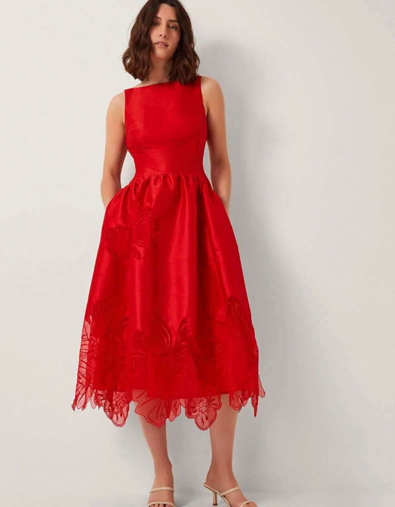 Frida Cutwork Dress - Red
