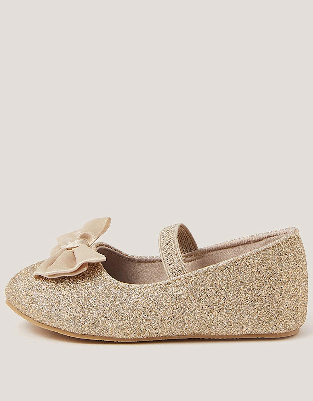 Girls Baby Glitter Bow Walker Shoes - Gold, 2 of 1
