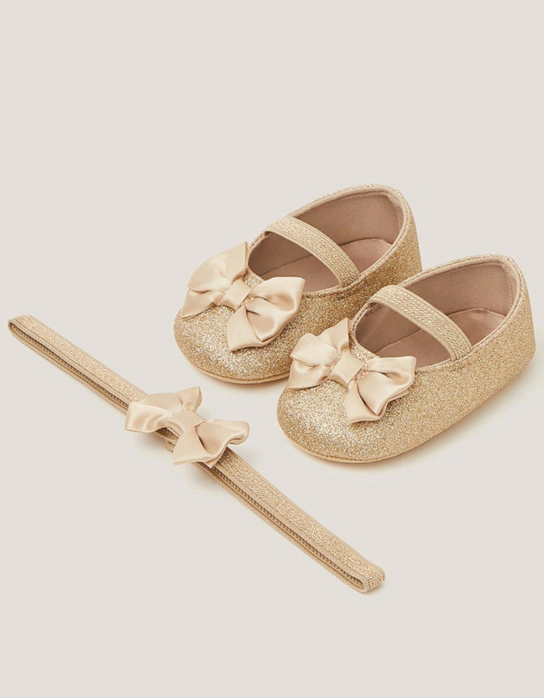 Baby Girls Glitter Bow Bootie - Gold