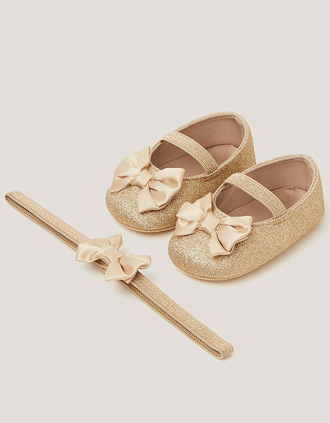 Baby Girls Glitter Bow Bootie - Gold, 2 of 1