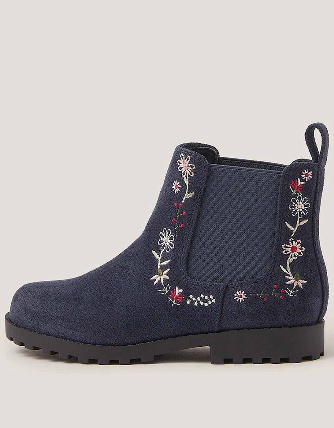 Girls Flower Embroidered Boots - Navy, 2 of 1