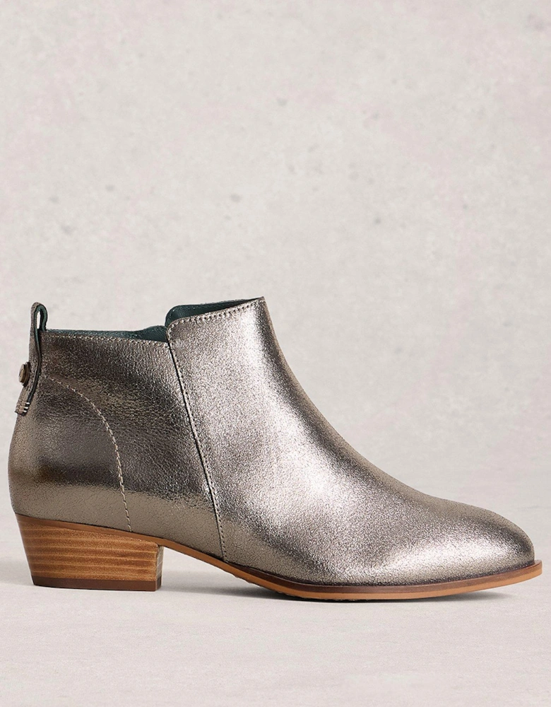Wide Fit Leather Ankle Boot - Black