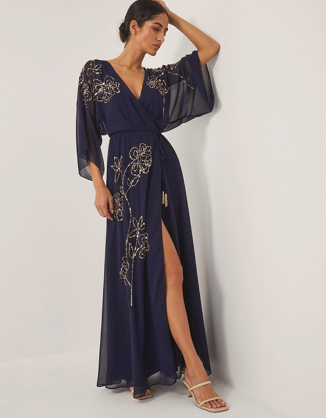 Skyla Wrap Dress - Navy, 2 of 1