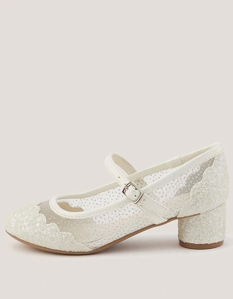 Girls Annabelle Bow Princess Heel Shoes - Light Cream