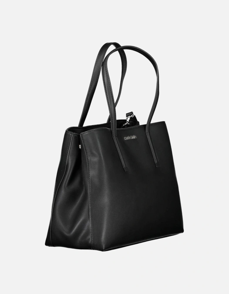 Eco-Friendly Dual-Handle Handbag with Shoulder Strap Women - Black