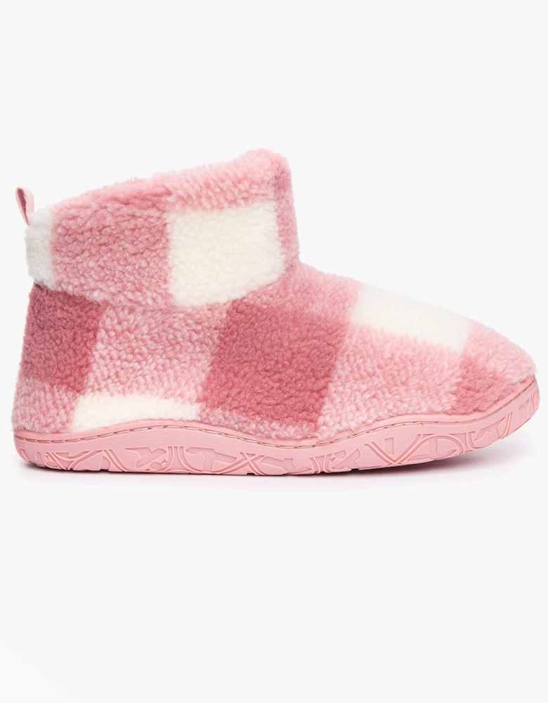 CELESTE Womens Slipper Boots Pink Check