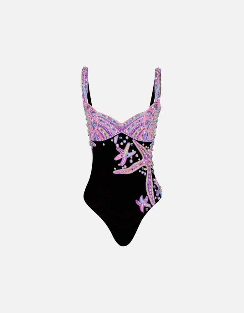 Selene Sea Shell Swimsuit in Black Pink shell bust
