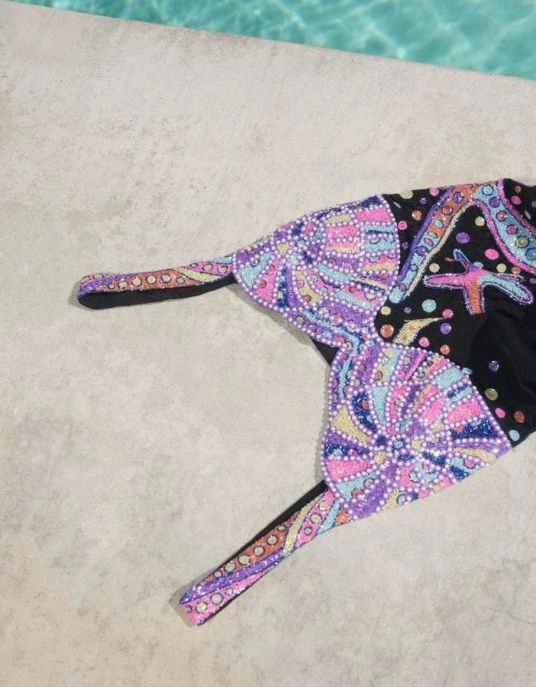 Selene Sea Shell Swimsuit in Black Pink shell bust