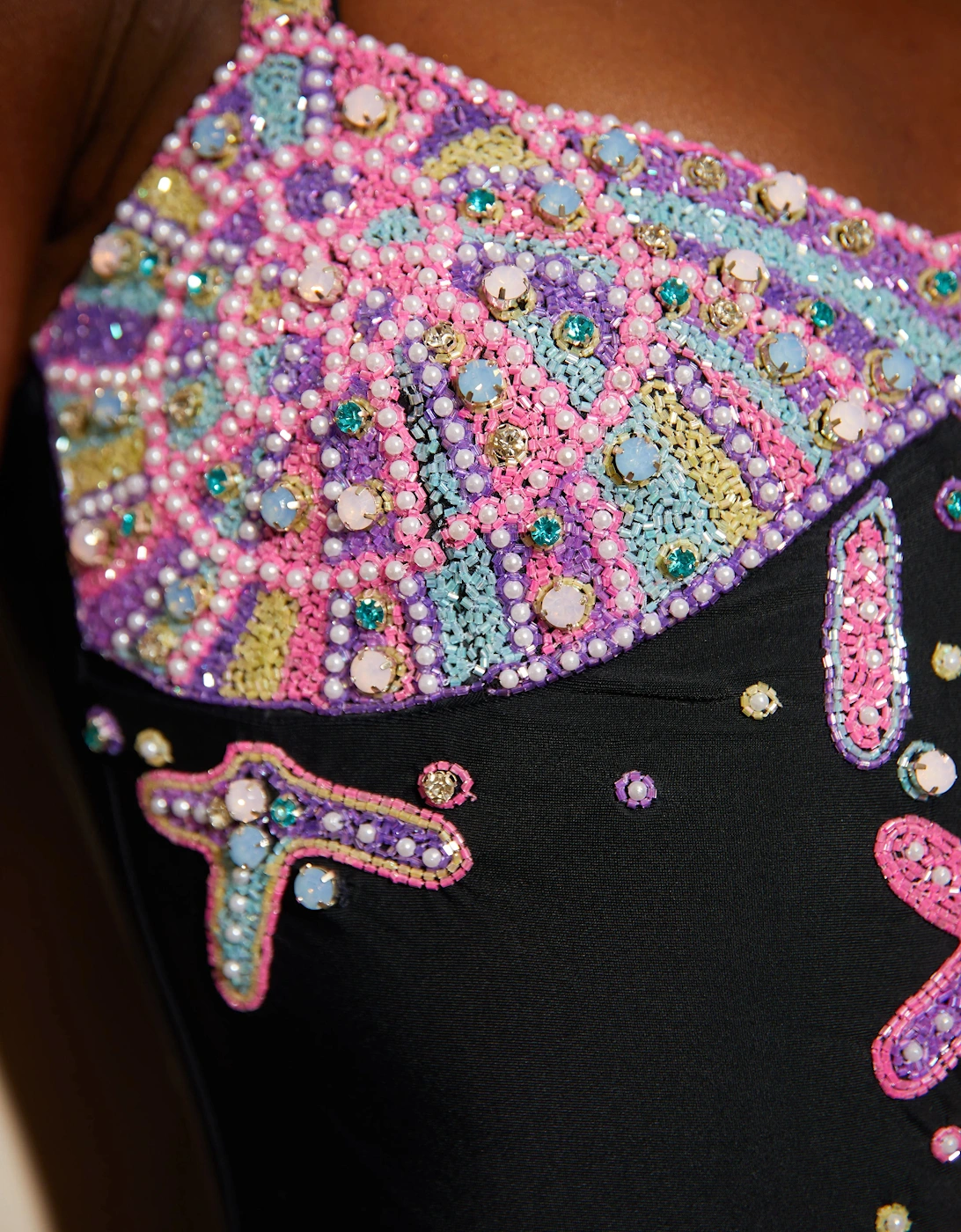 Selene Sea Shell Swimsuit in Black Pink shell bust