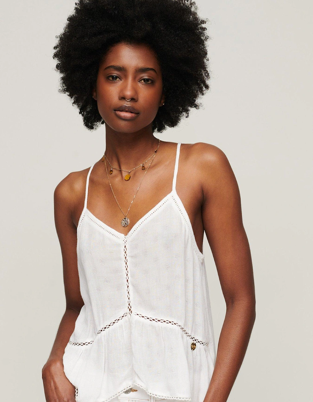 Vintage Ladder Trim Cami - White, 2 of 1