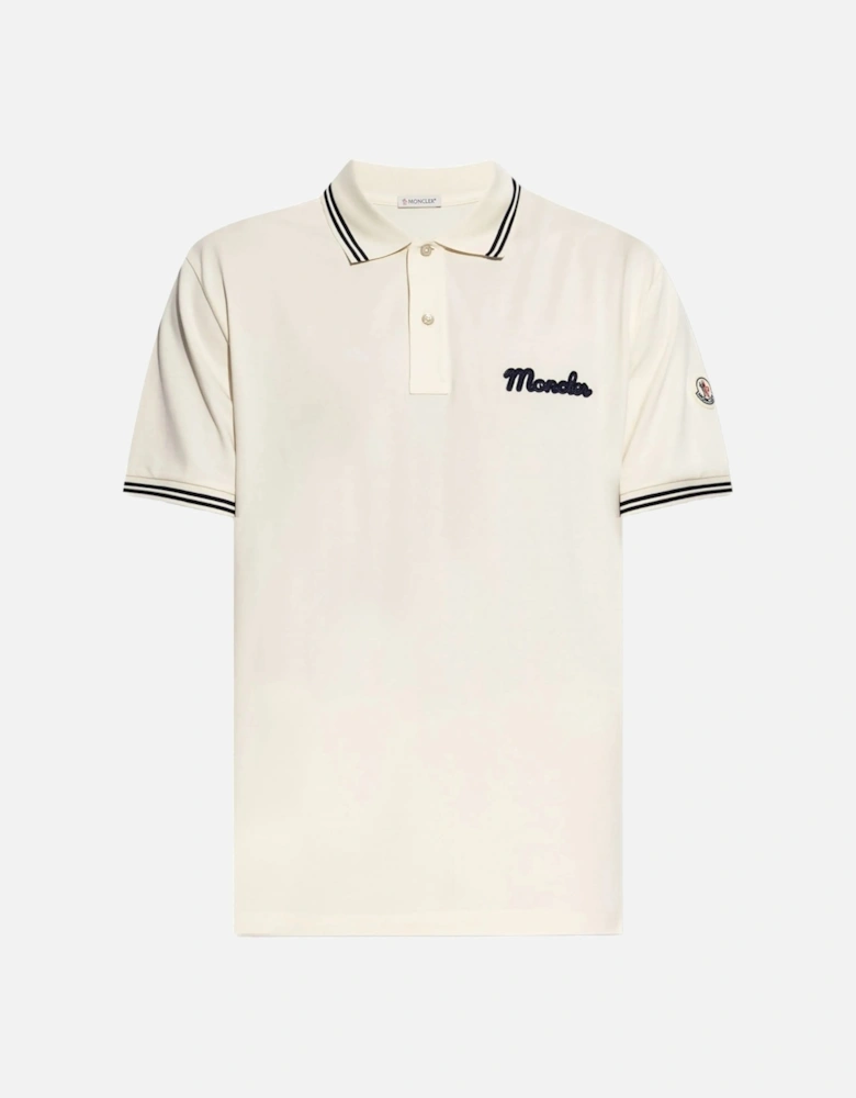 Branded Cotton Polo Shirt Beige