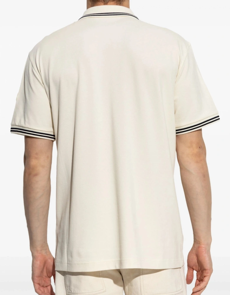 Branded Cotton Polo Shirt Beige