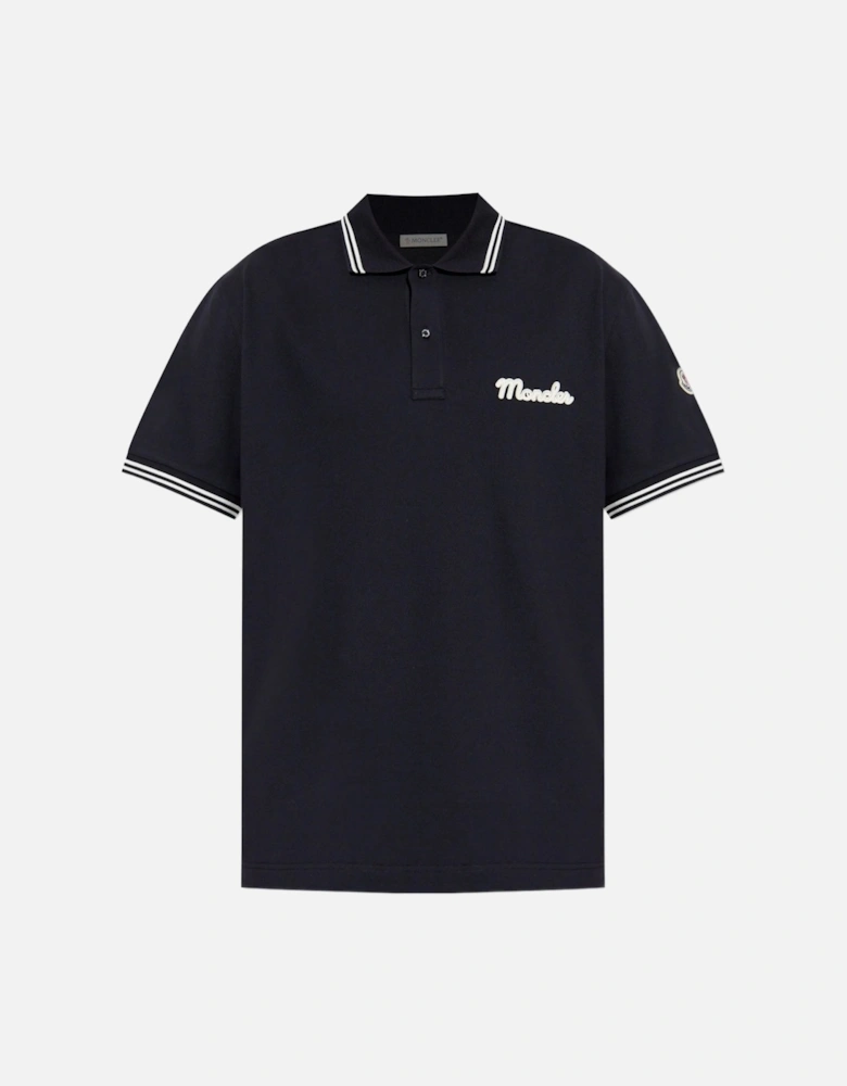 Branded Cotton Polo Shirt Navy