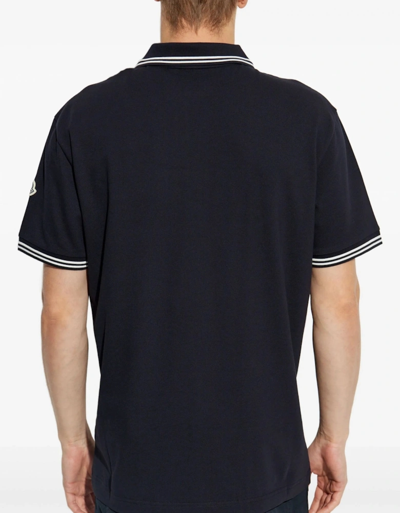 Branded Cotton Polo Shirt Navy