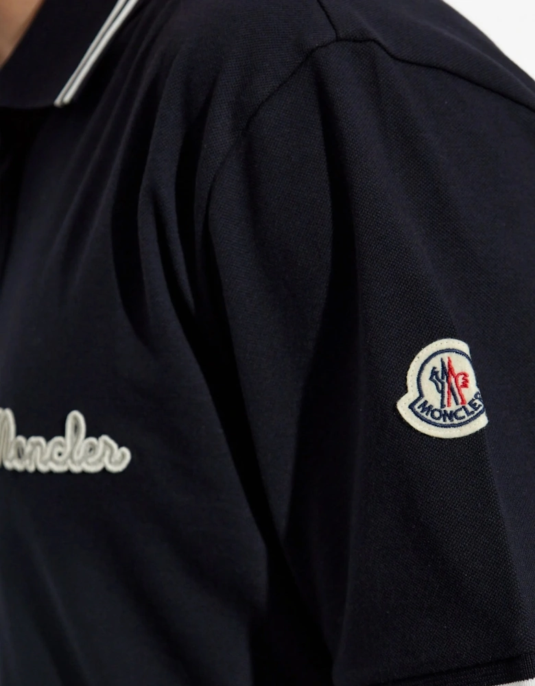 Branded Cotton Polo Shirt Navy