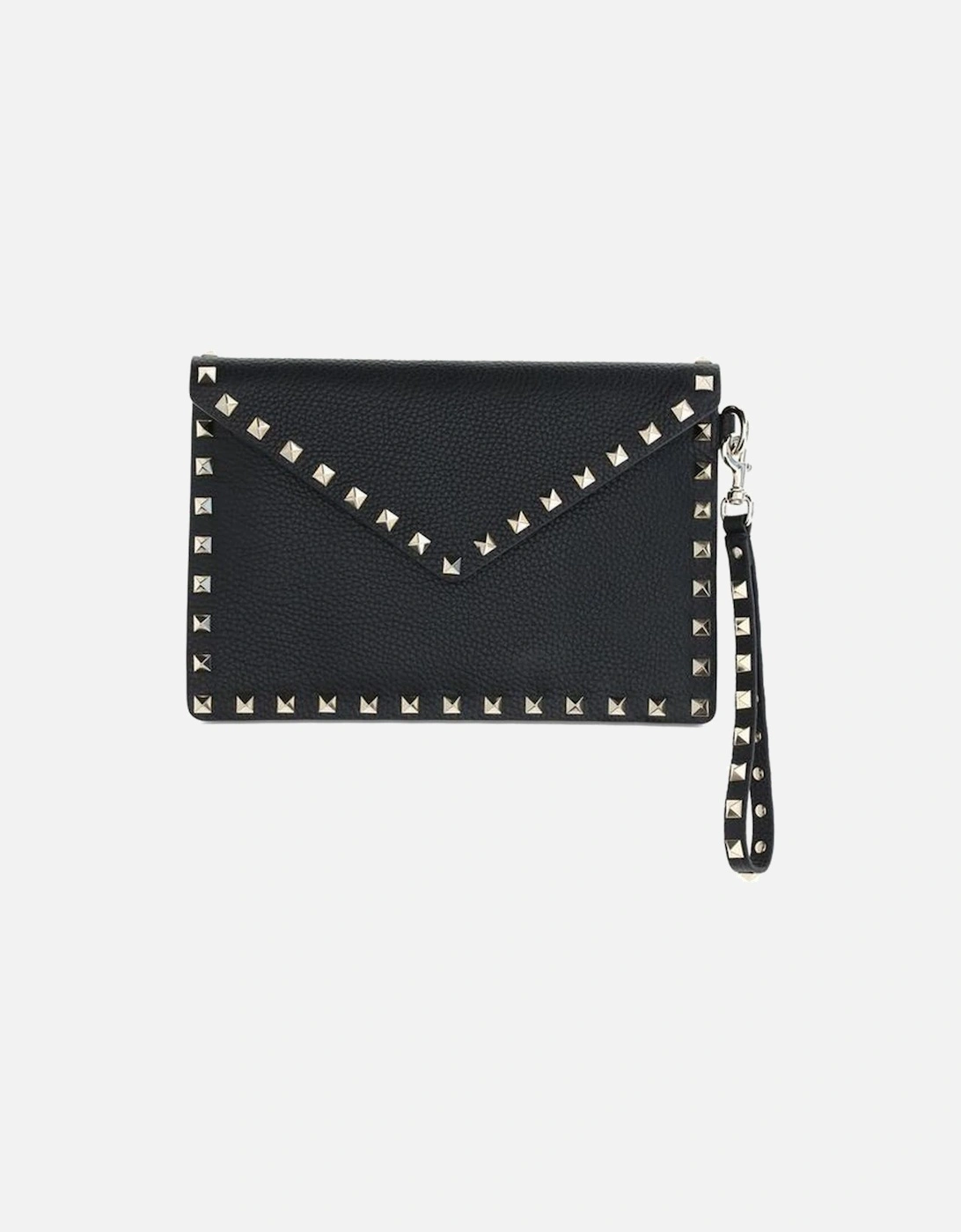 Leather Rockstud Flat Pouch with Wrist Strap Women - Black, 4 of 3