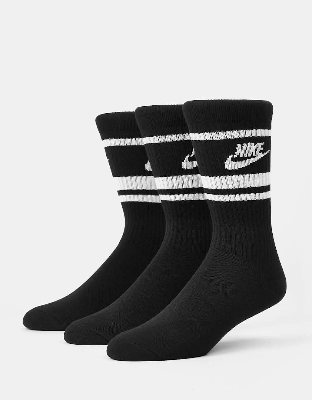 Men's 3 Pair Crew Socks Black/White, 3 of 2